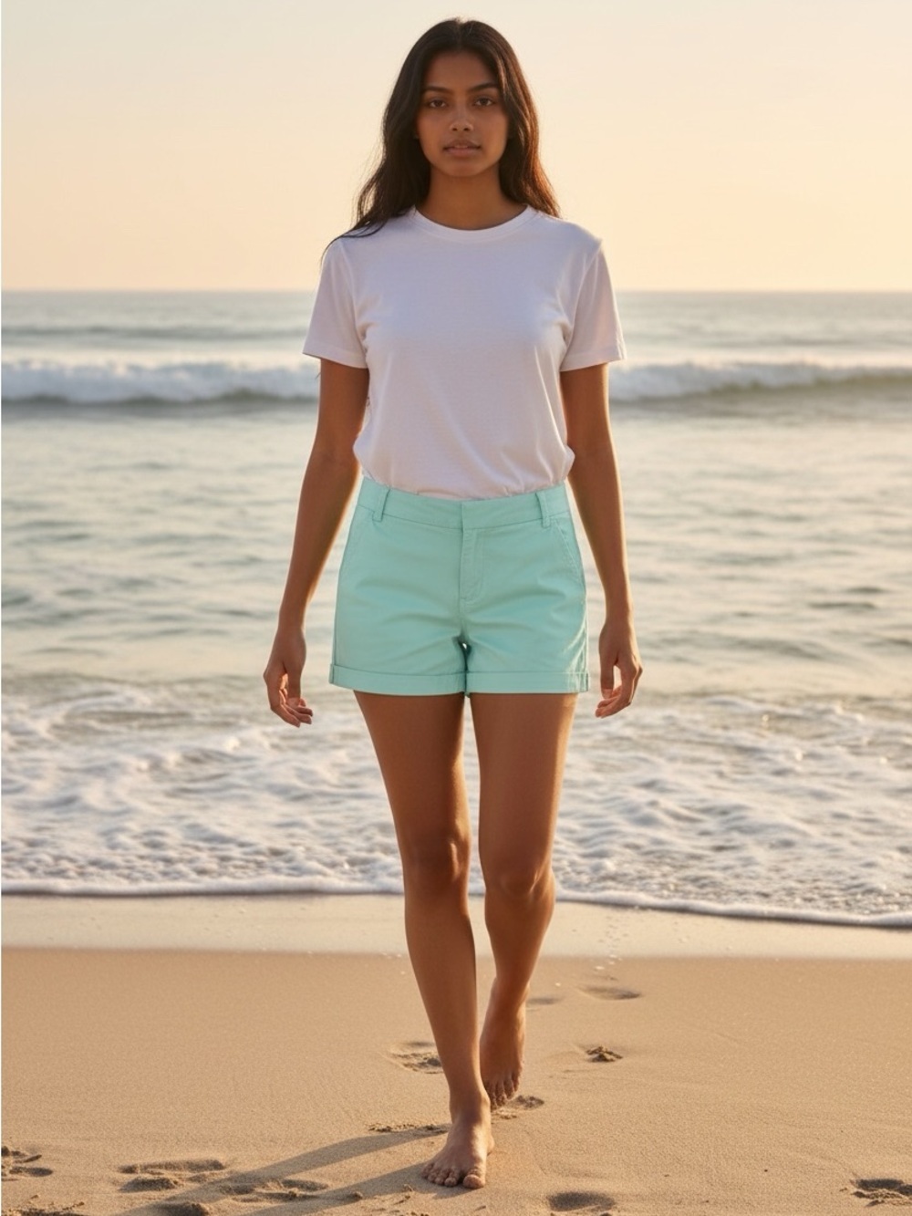 J Crew Chino Shorts Size 00 Mint Green 100% Cotton